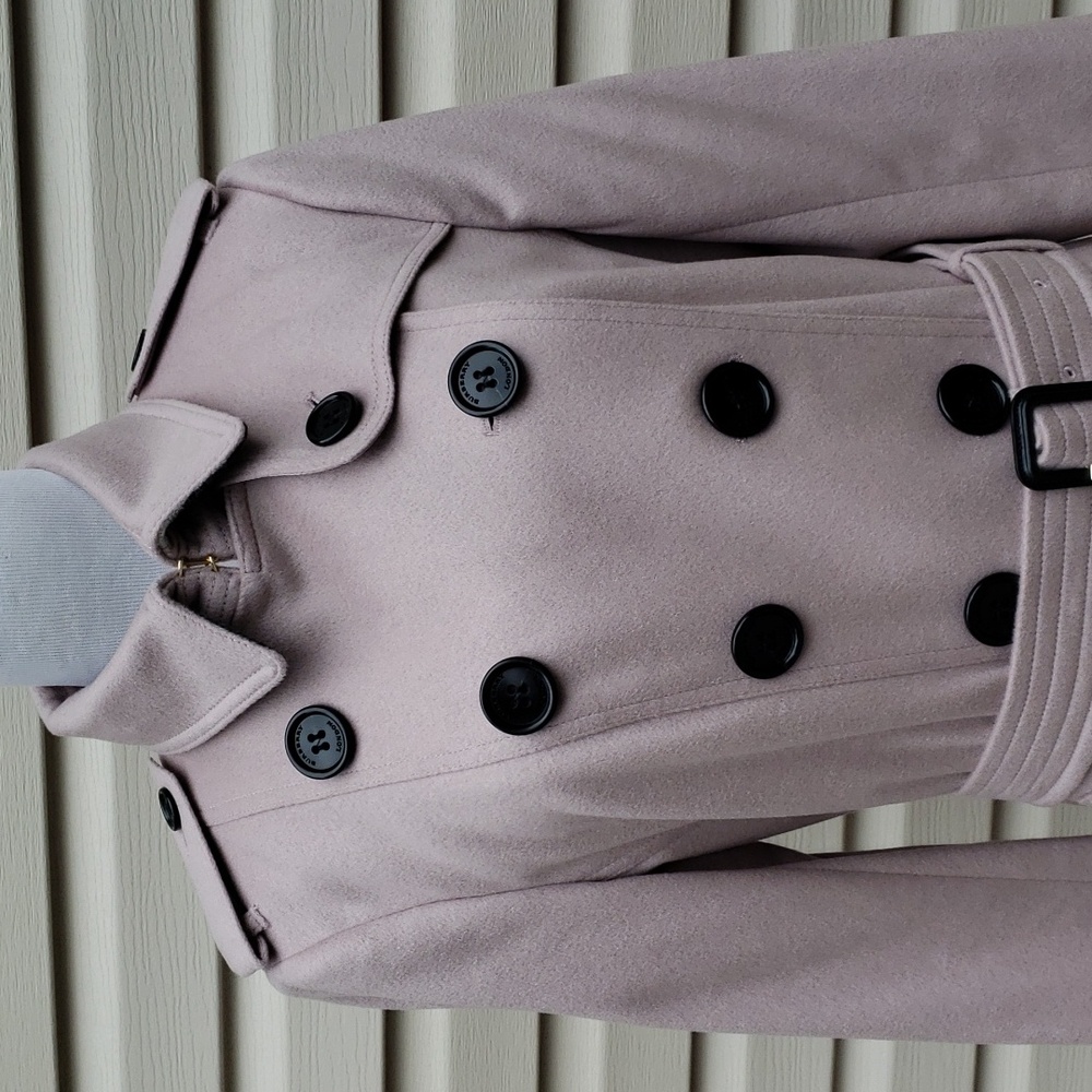 BURBERRY SANDRINGHAM 100% CASHMERE DOUBLE-BREASTED TRENCH COAT IN PALE ORCHID - Picture 4 of 16